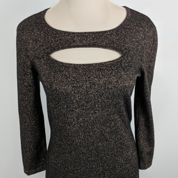 Express Black Metallic Cutout Dress Med - Picture 6 of 8
